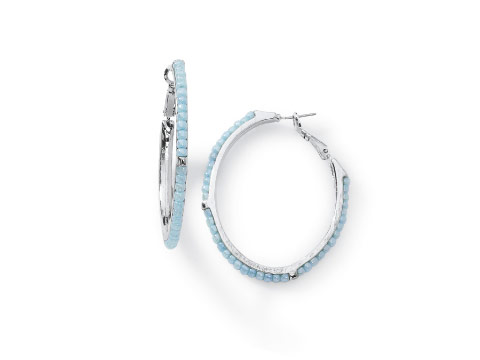 Aqua Bead Hoops-