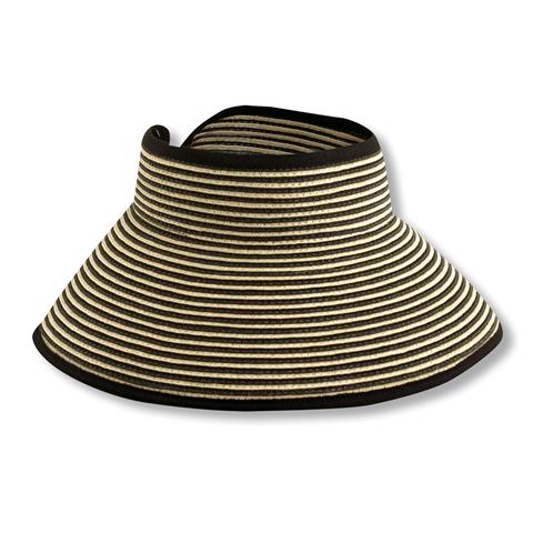 Sewn Paper Braid Visor Black-