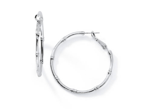 Silver Bamboo Hoops-
