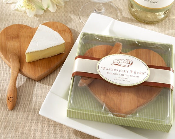 "Tastefully Yours" Heart-Shaped Bamboo Cheese Board-Heart shaped bamboo cheese board, hostess gift, wedding favor, bridal shower gift, dinner party favor, stocking stuffer, wine and cheese party favor