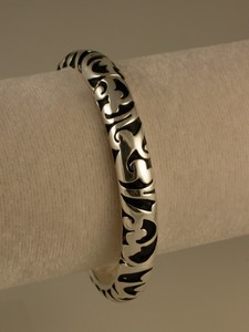 Silver Stretch Bracelet Filigree with Black Overlay-