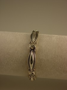 Silver Stretch Bracelet Oval with Stone-