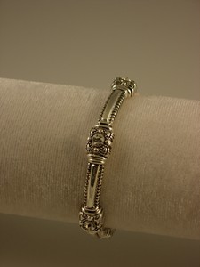 Silver Stretch Bracelet Square with Stones-